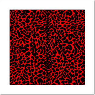 Red and Black Leopard  Pattern Posters and Art